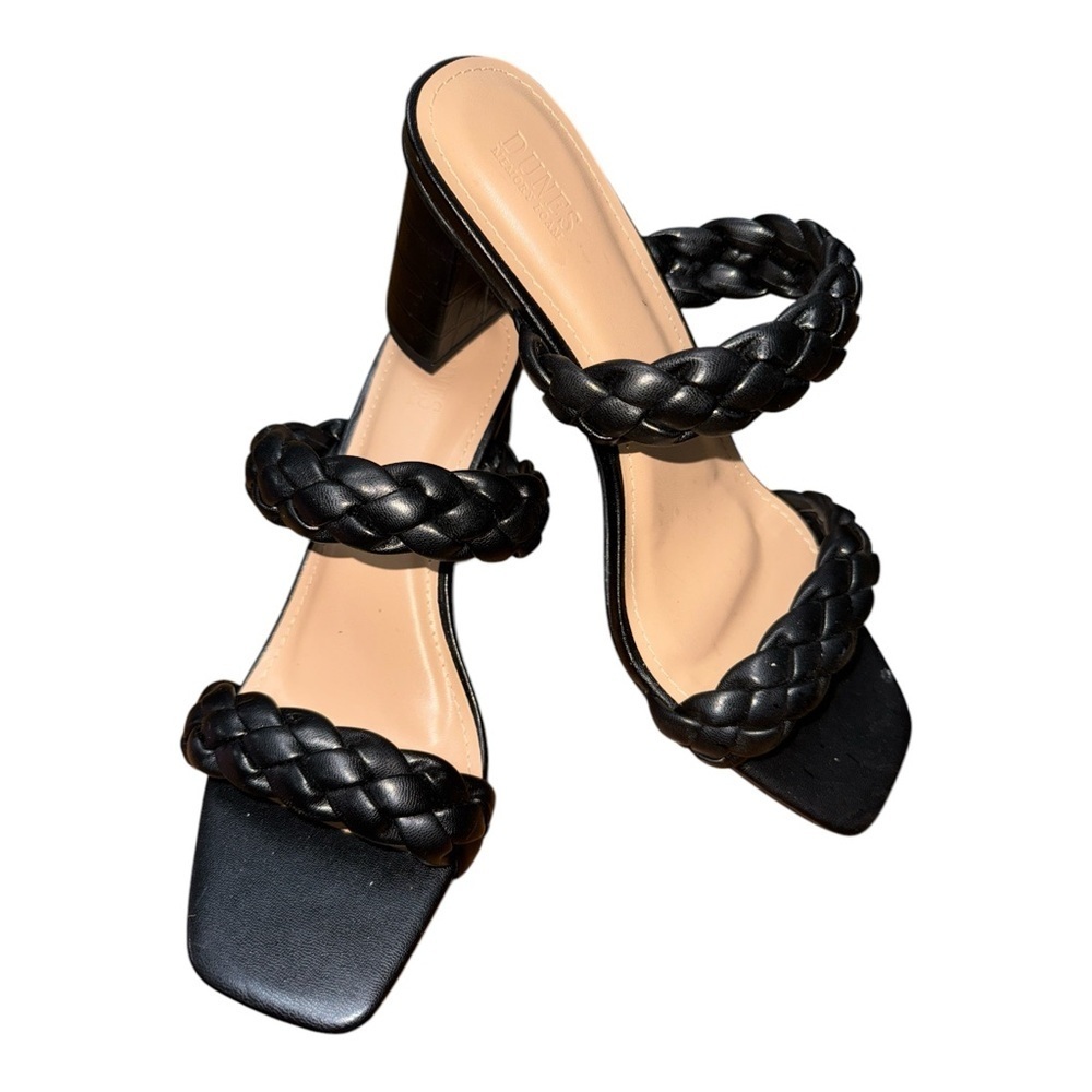Iris Black Braided Heels with Elegant Design